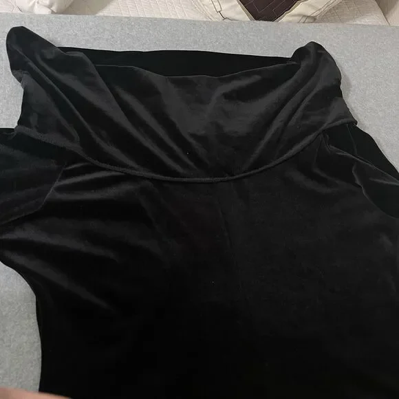 Posh Black Velvet Maxi Gown Dress Boat Neck /Cowl Neck Goth Classy Event Sexy - Picture 7 of 14